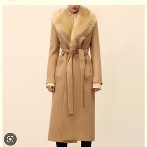 Zara camel wool coat with faux fur collar size small